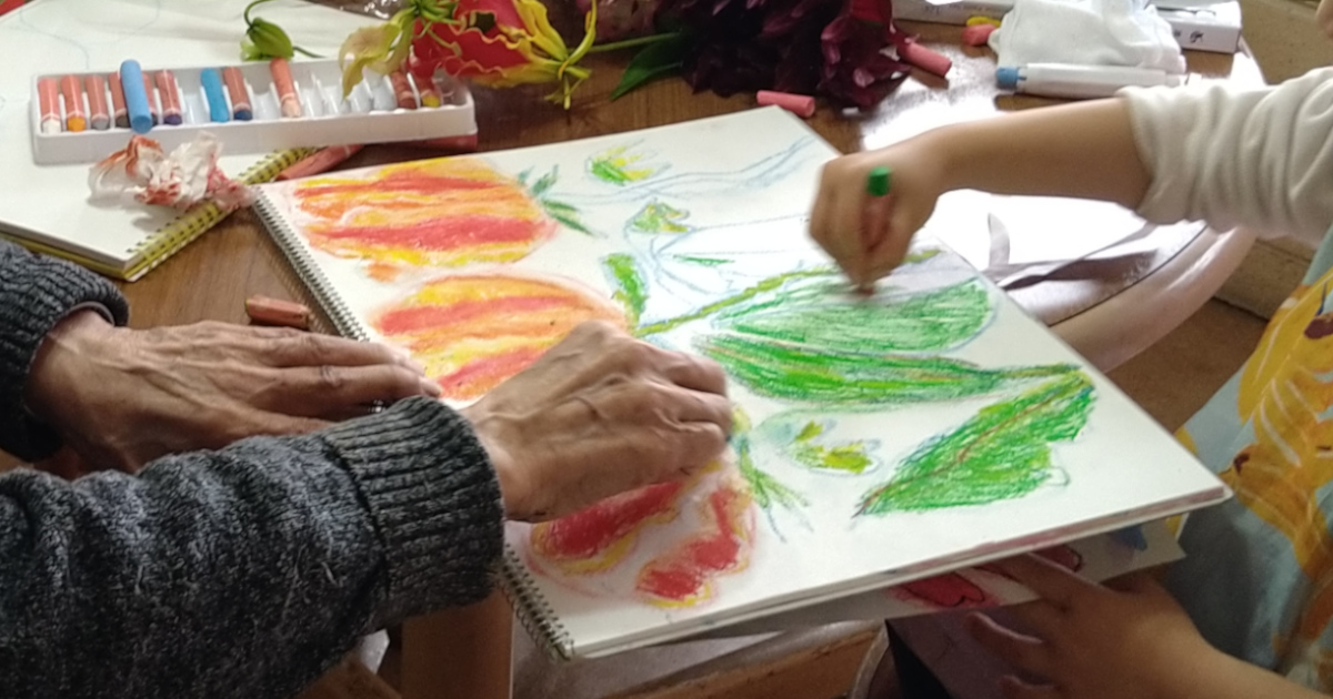 お絵描きの様子